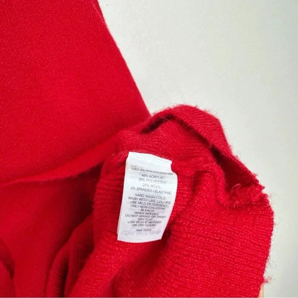 Tahari Womens Medium Button Collar Red Wool Oversized Cardigan - Picture 11 of 14